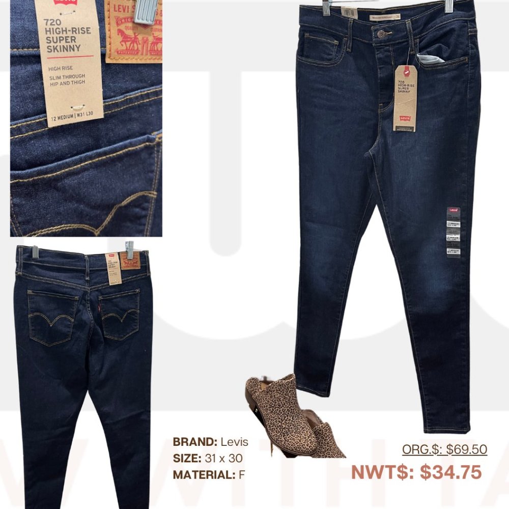 Levis, 720 High-Rise Super Skinny Jeans, 31, NWT